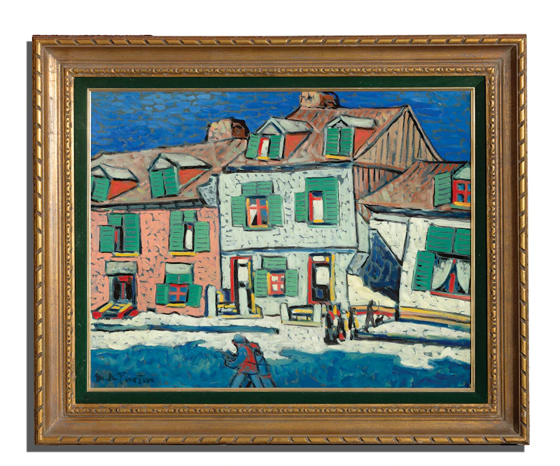 Marc-Aurèle Fortin, Près de Café à Montréal, Rue Wolfe, oil on board - view 2