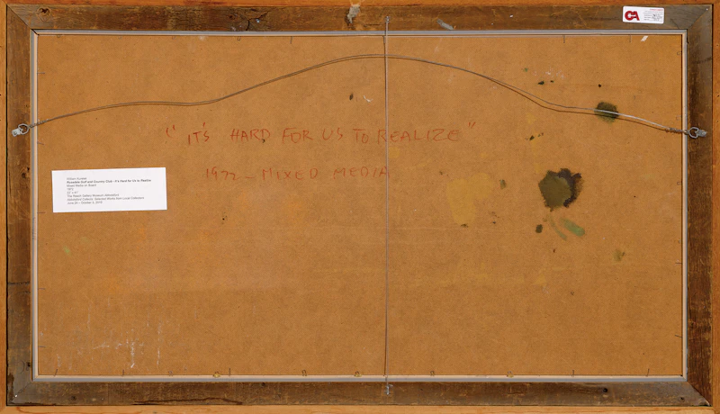 William Kurelek, Rosedale Golf and Country Club - It’s Hard for Us to Realize, mixed media on board, 1972 - view 3