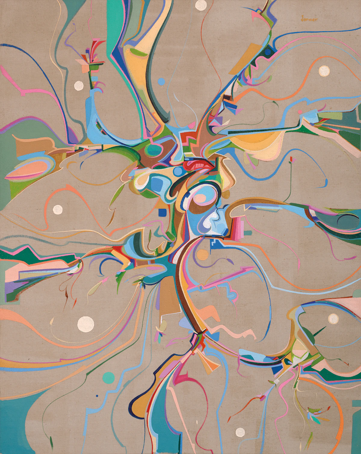 Alex Simeon Janvier, Dene (The People), acrylic on canvas, 1991