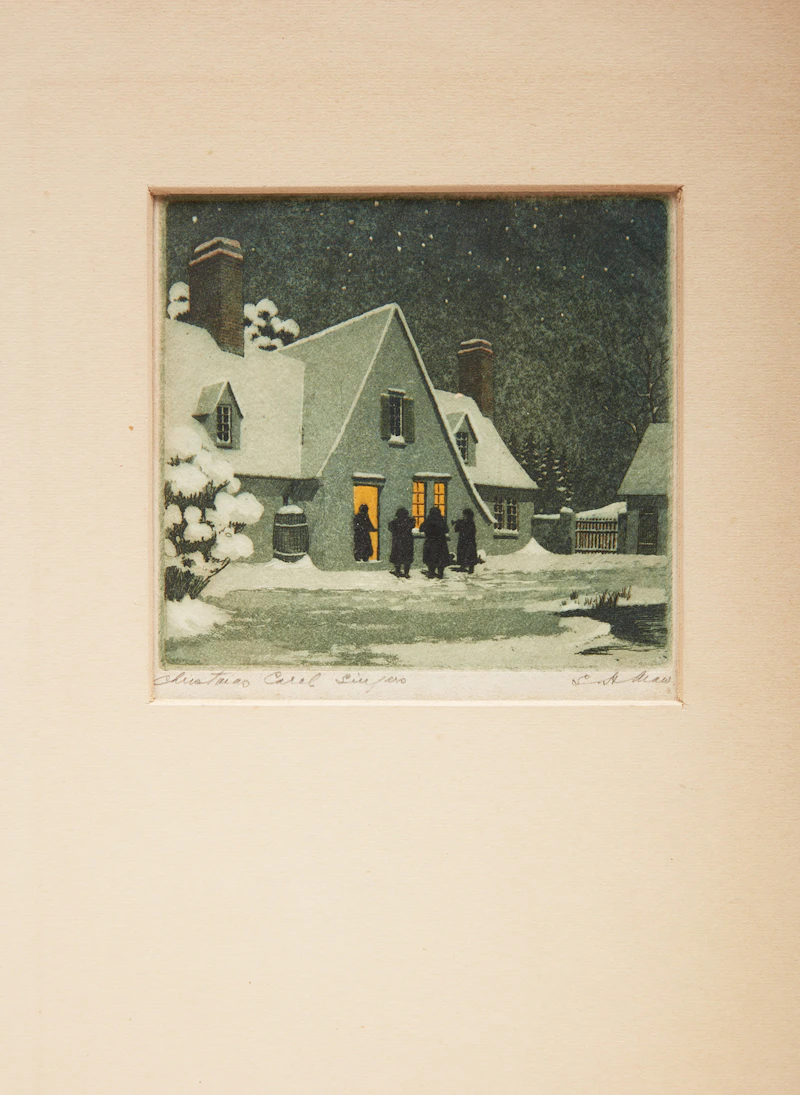 Samuel Herbert Maw, Christmas is Here; Christmas Carol Singers; The Sandbanks near Picton, Ont., three etchings - view 2