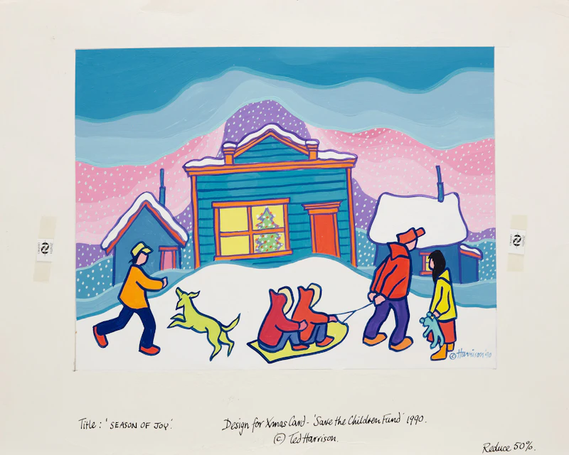 Ted Harrison, Season of Joy (Design for Christmas Card), acrylic on card, 1990 - view 2