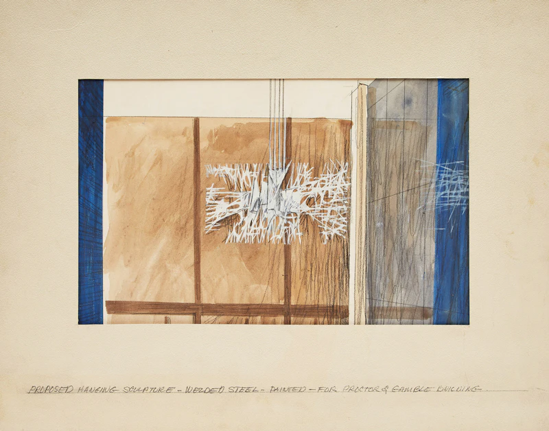Walter Hawley Yarwood, Sketch for Hanging Sculpture, mixed media on paper - view 2
