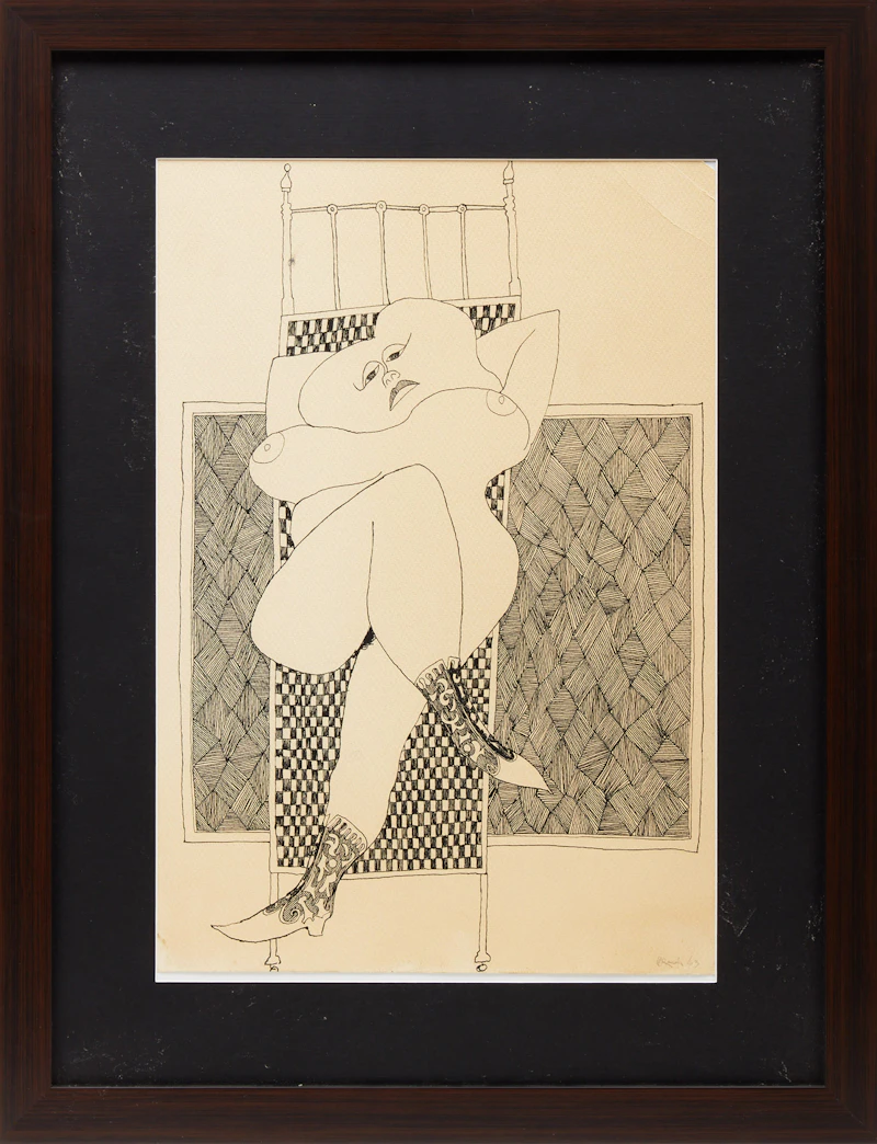 William Ronald, Reclining Female Nude, ink on paper, 1963 - view 2