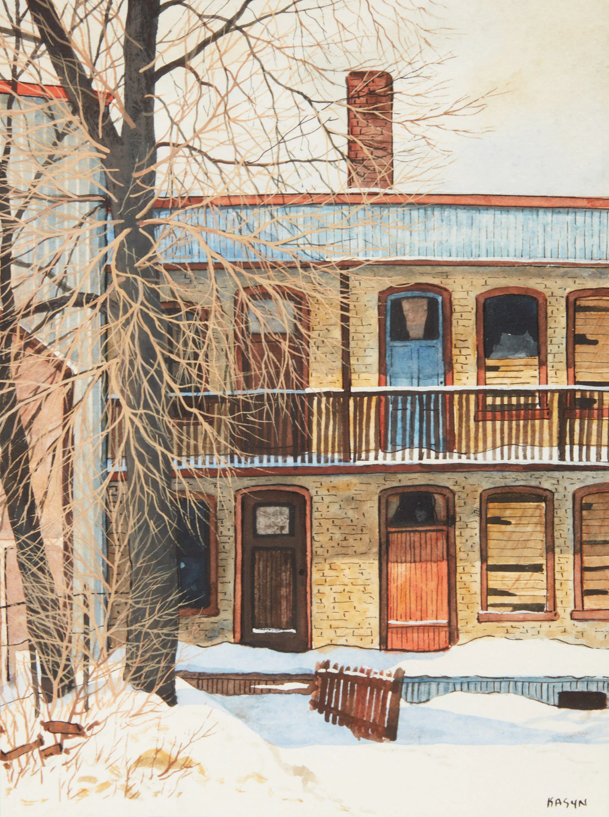 John Kasyn, Near St. Remi Street Montreal, watercolour on paper