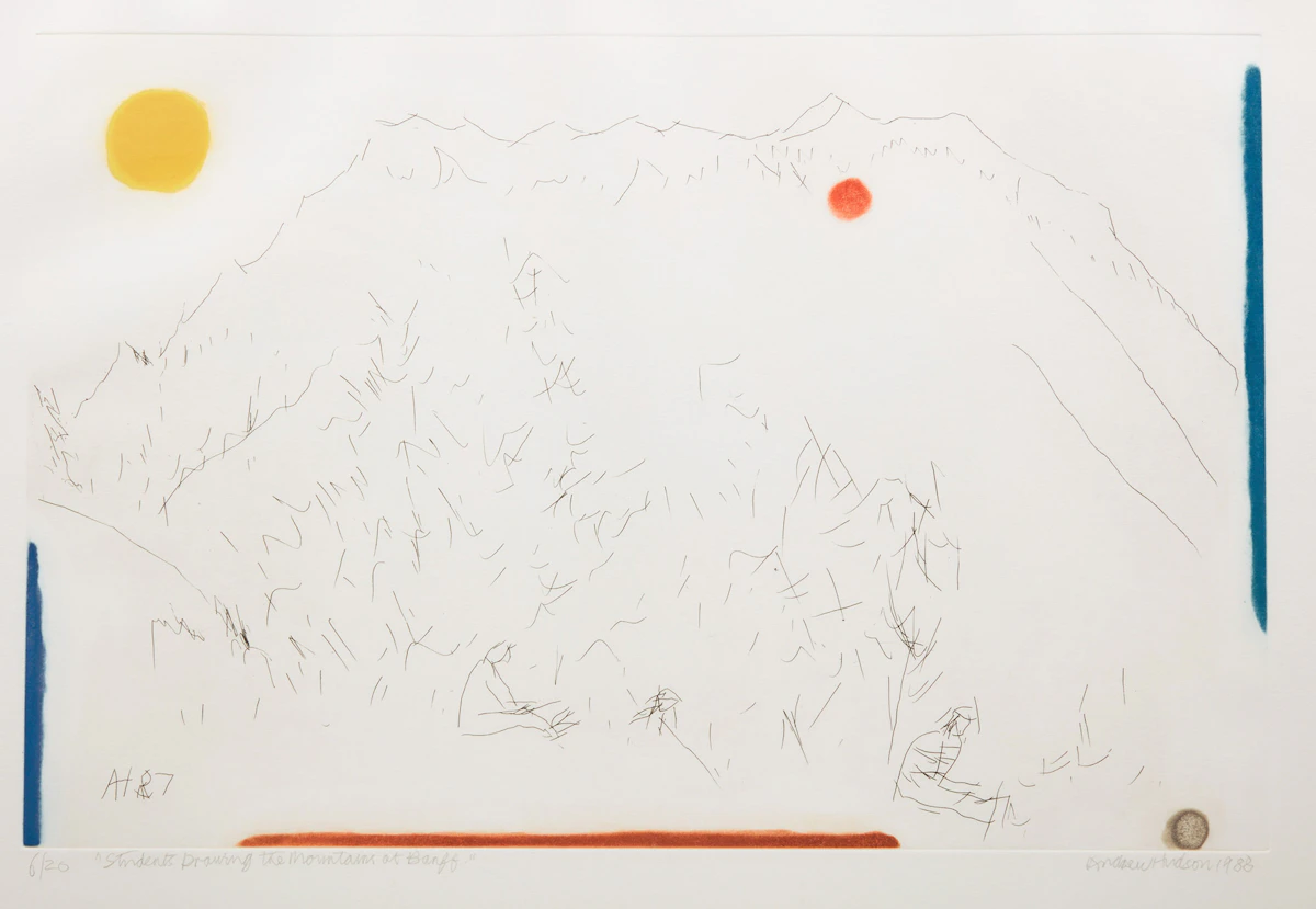 Andrew Hudson, Student Drawing: The Mountains of Banff, lithograph, 1988