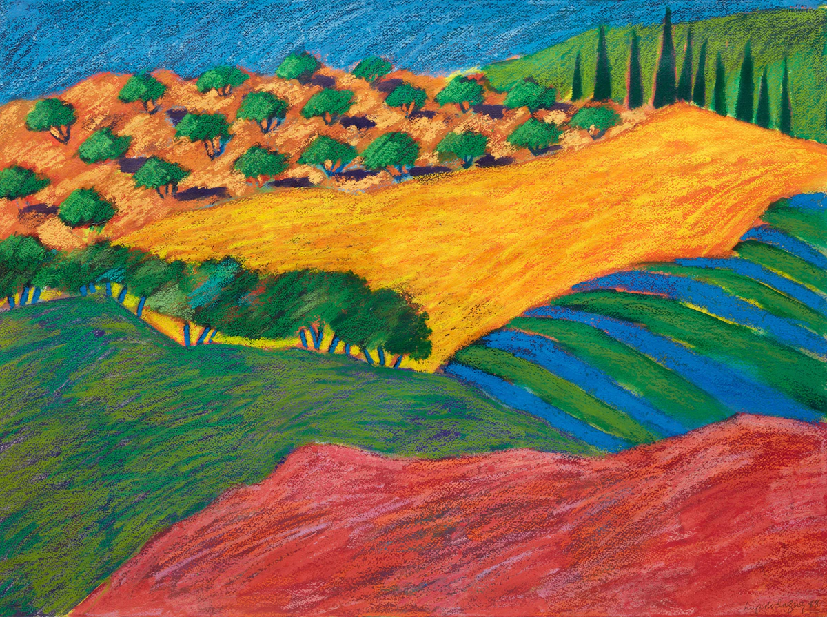 Lupe Rodriguez, Untitled (Landscape with Trees) , mixed media on paper, 1988