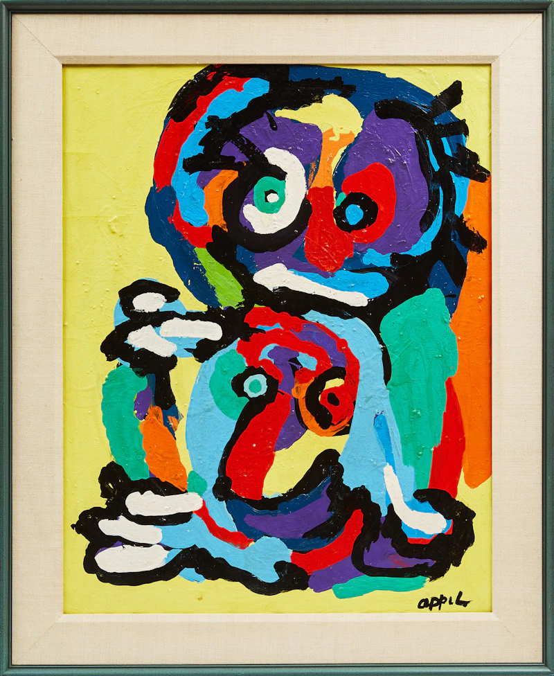 Karel Appel, Untitled (A Boy and His Dog), acrylic on canvas - view 2