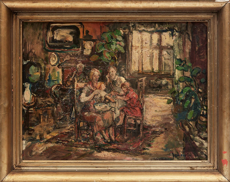 Július Jakoby, Interior Scene, oil on masonite - view 2