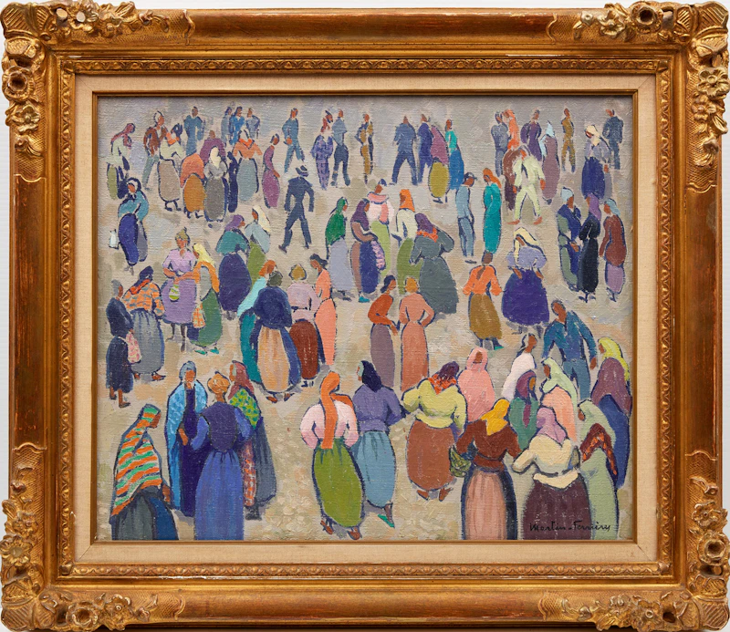 Jacques Martin-Ferrières, Market Scene, oil on canvas - view 2