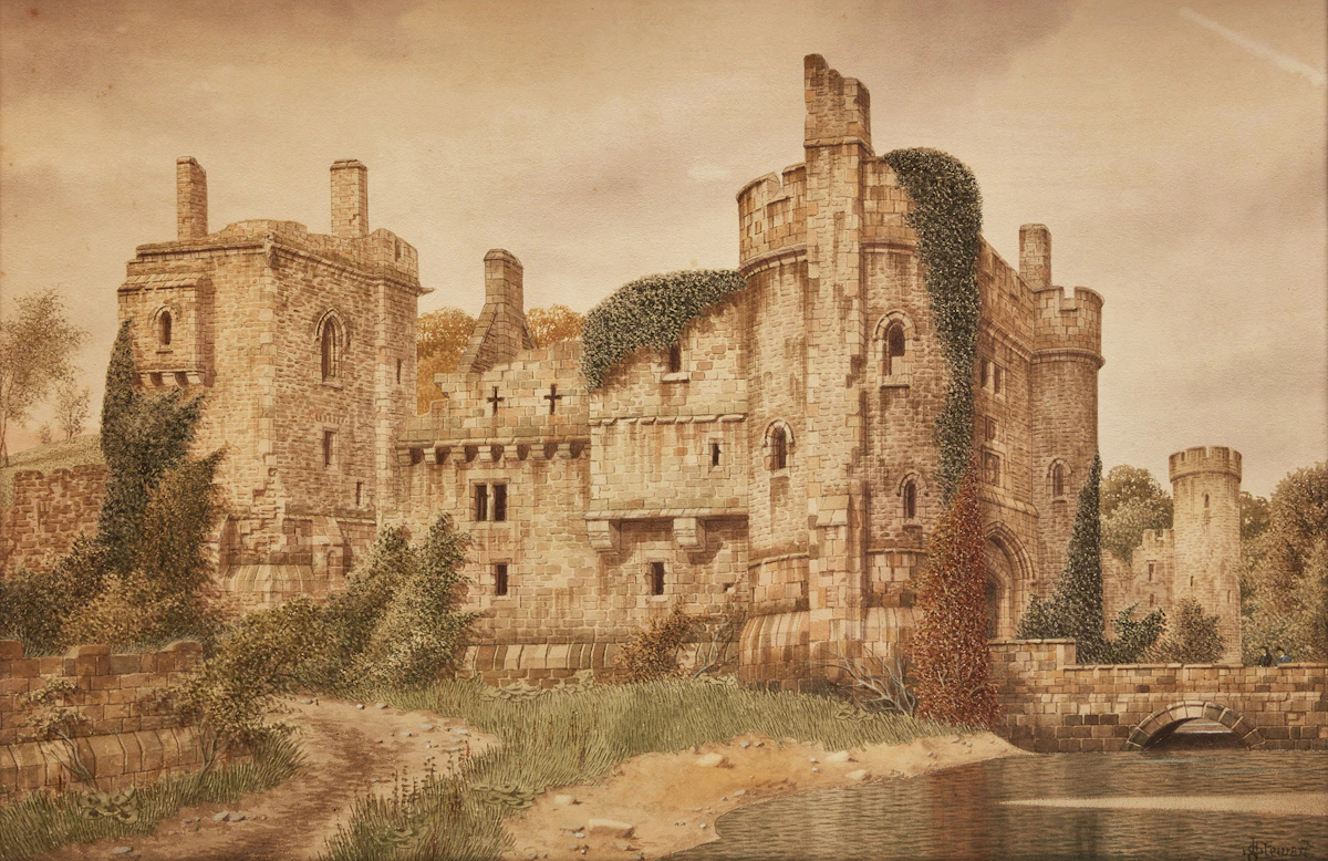 James Lawson Stewart, English Castle, watercolour