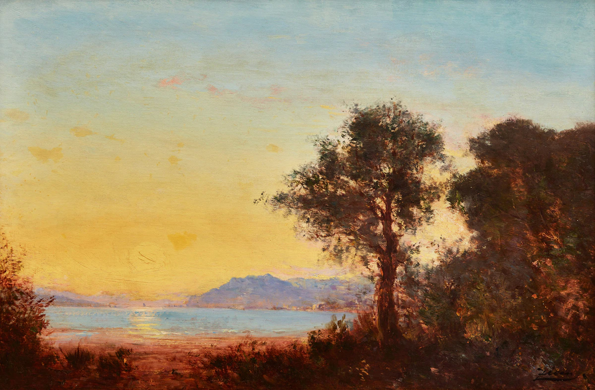 Félix Francois Georges Philbert Ziem, Coucher de soleil en Méditerranée, oil on canvas