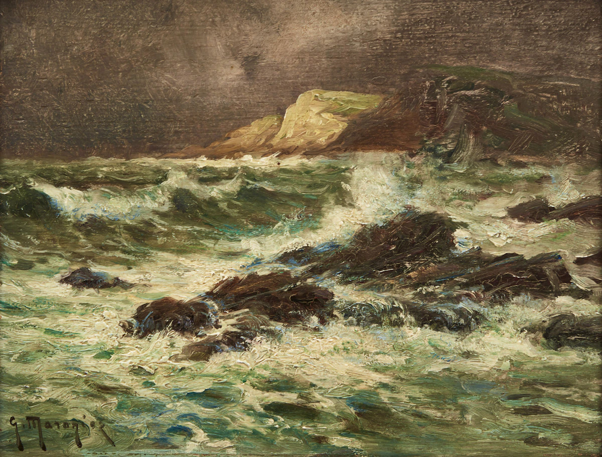 Georges Philibert Charles Maroniez, On the Coast of Brittany, oil on board