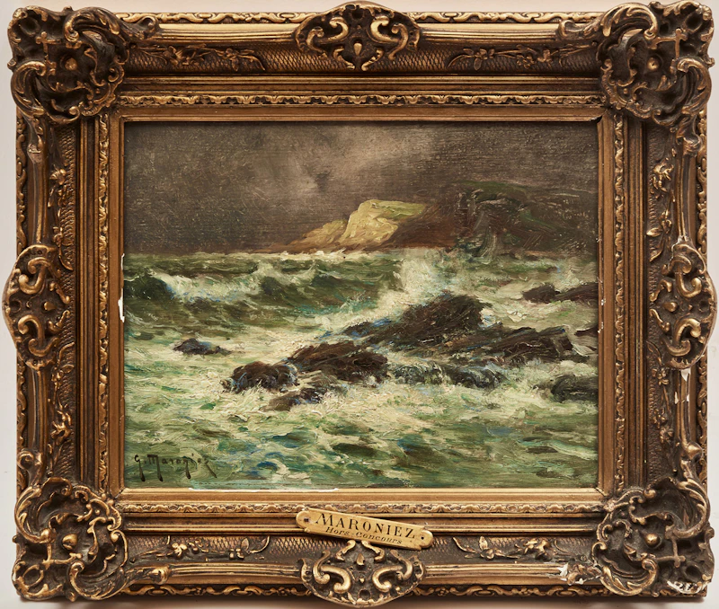 Georges Philibert Charles Maroniez, On the Coast of Brittany, oil on board - view 2