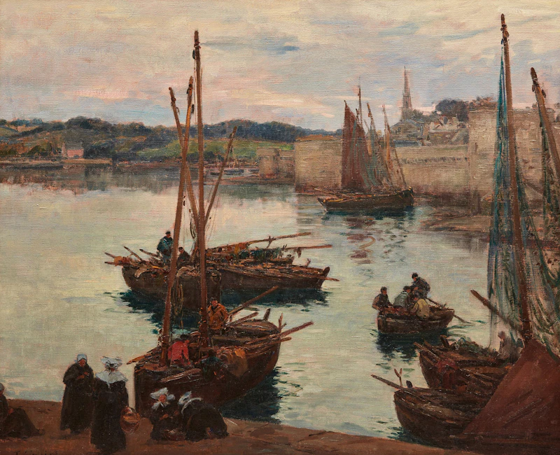 Fernand-Marie-Eugène Legout-Gérard, Unloading the Catch, oil on canvas