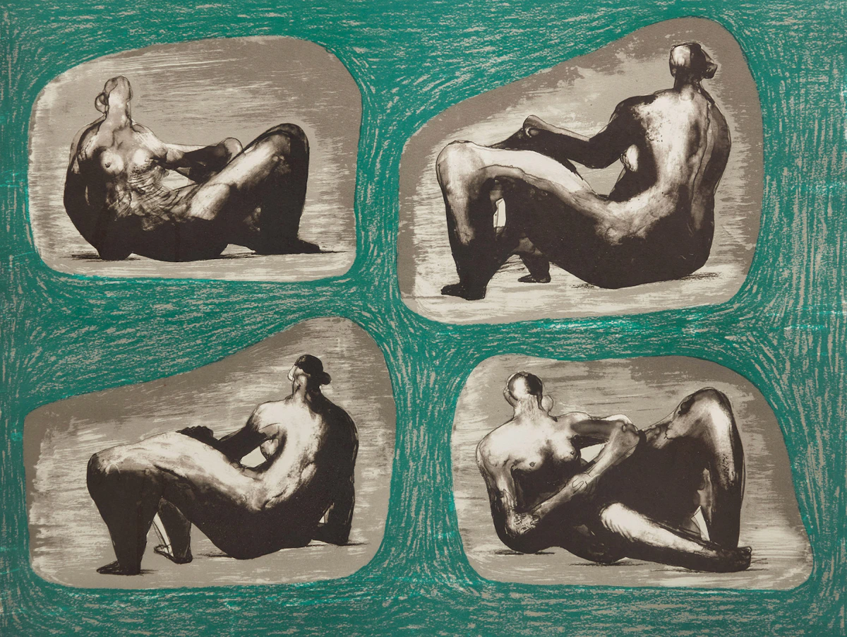 Henry Moore, Four Reclining Figures: Caves (Cramer 335), colour lithograph