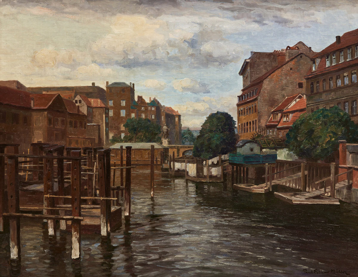 Paul Lothar Müller, Old Berlin. View of Castle n. Burgk [sic] (alt-Berlin. Blick auf Schloss n. Burgsk), oil on canvas