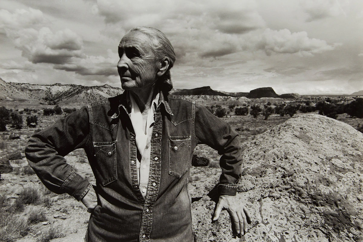 Arnold Newman, Georgia O’Keefe, Outside of Ghost Ranch, gelatin silver print, 1968
