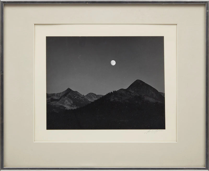Ansel Easton Adams, Moonrise from Glacier Point, Yosemite National Park, gelatin silver print mounted on card - view 2