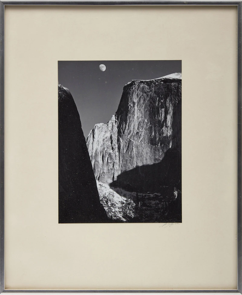 Ansel Easton Adams, Moon and Half Dome, Yosemite National Park, gelatin silver print mounted on card - view 2