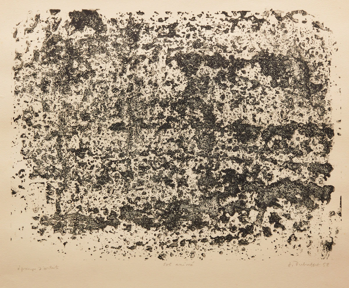 Jean Dubuffet, Sol animé, lithograph, 1958