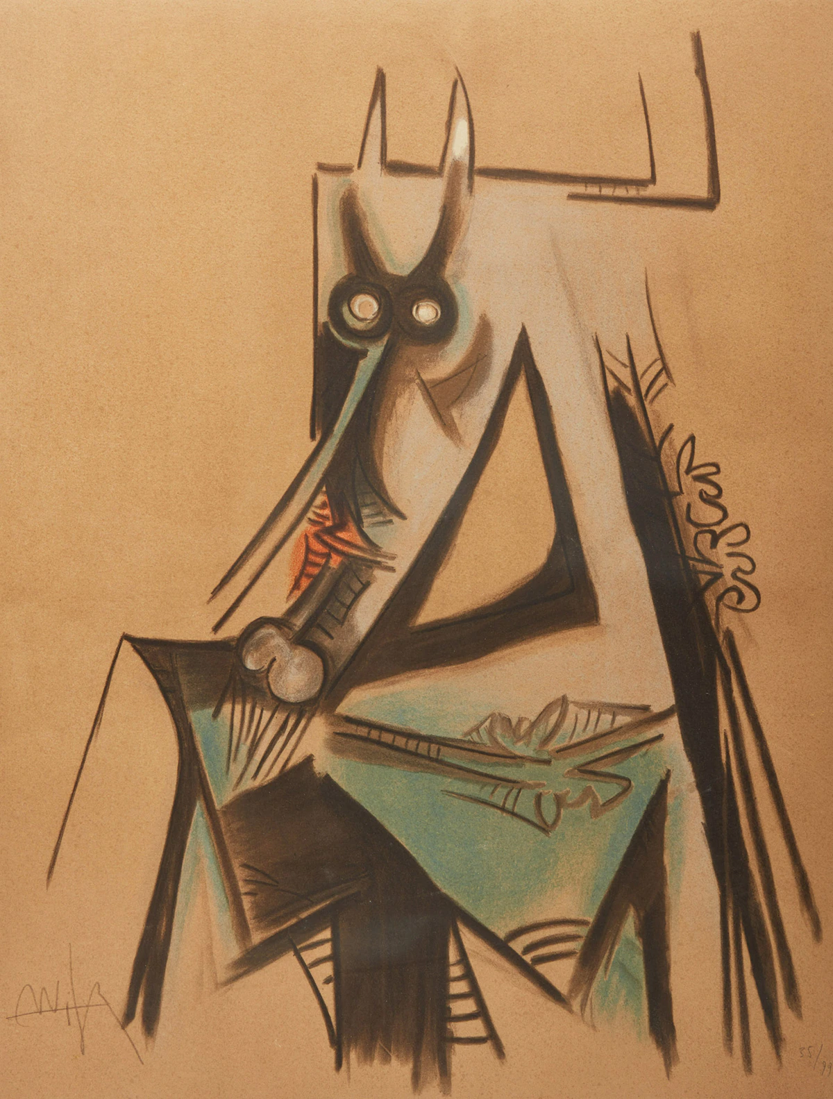 Wifredo Lam, Untitled, colour lithograph