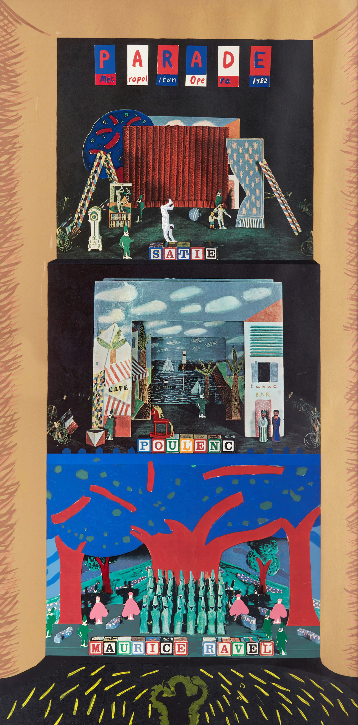 David Hockney, Parade, Metropolitan Opera (Baggott 109), colour offset lithograph and screenprint, 1982