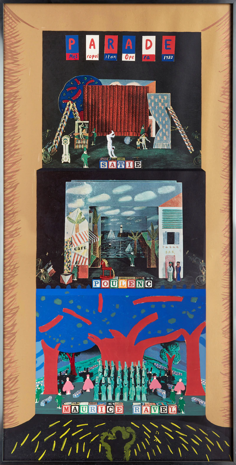 David Hockney, Parade, Metropolitan Opera (Baggott 109), colour offset lithograph and screenprint, 1982 - view 2