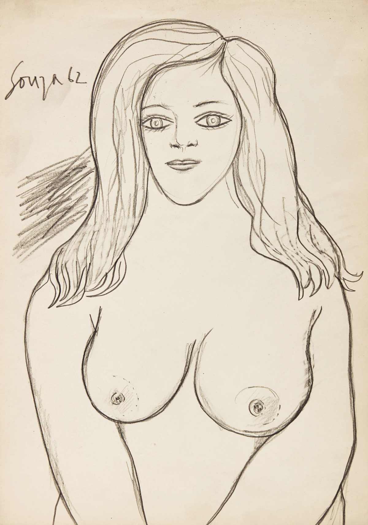 Francis Newton Souza, Nude, pencil on paper, 1962
