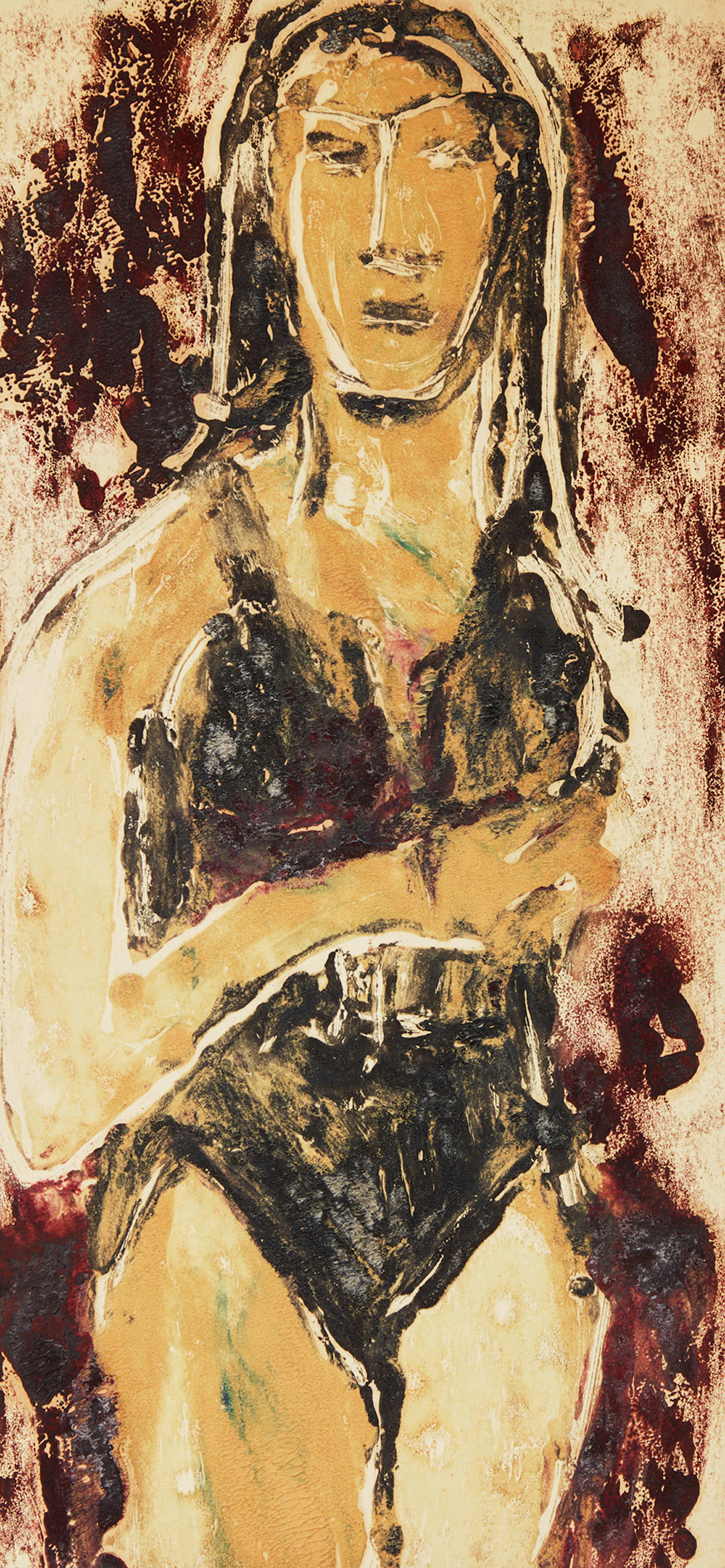 Francis Newton Souza, Portrait of a Woman, mixed media on paper