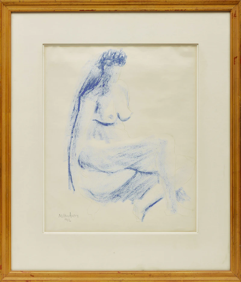 Milton Avery, Nude with Legs Crossed, crayon and pencil on paper, 1956 - view 2
