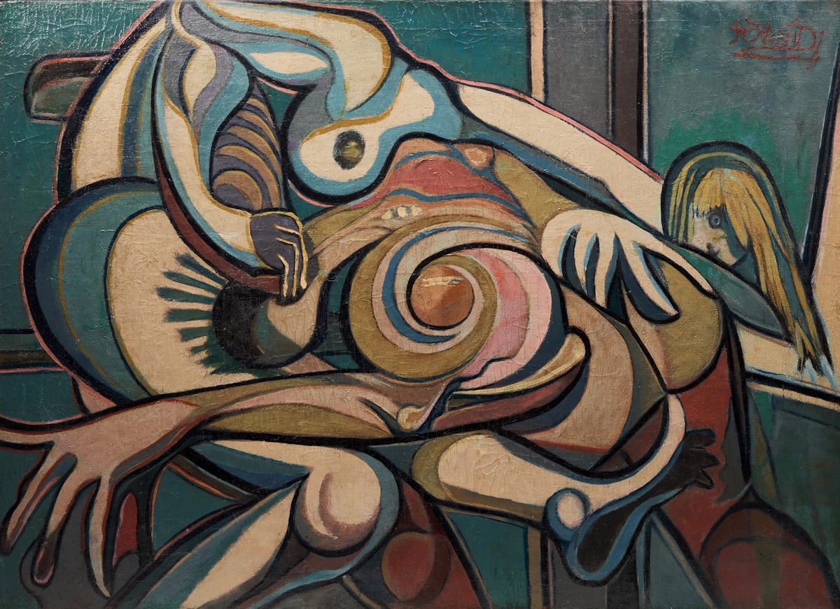 Javad Hamidi, Abstracted Figural Composition, oil on canvas
