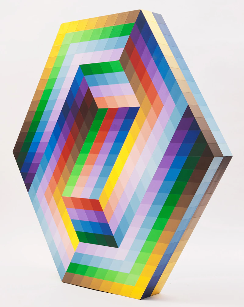Victor Vasarely, Kezdi, wooden multiple hand-painted in acrylic, 1989 - view 2
