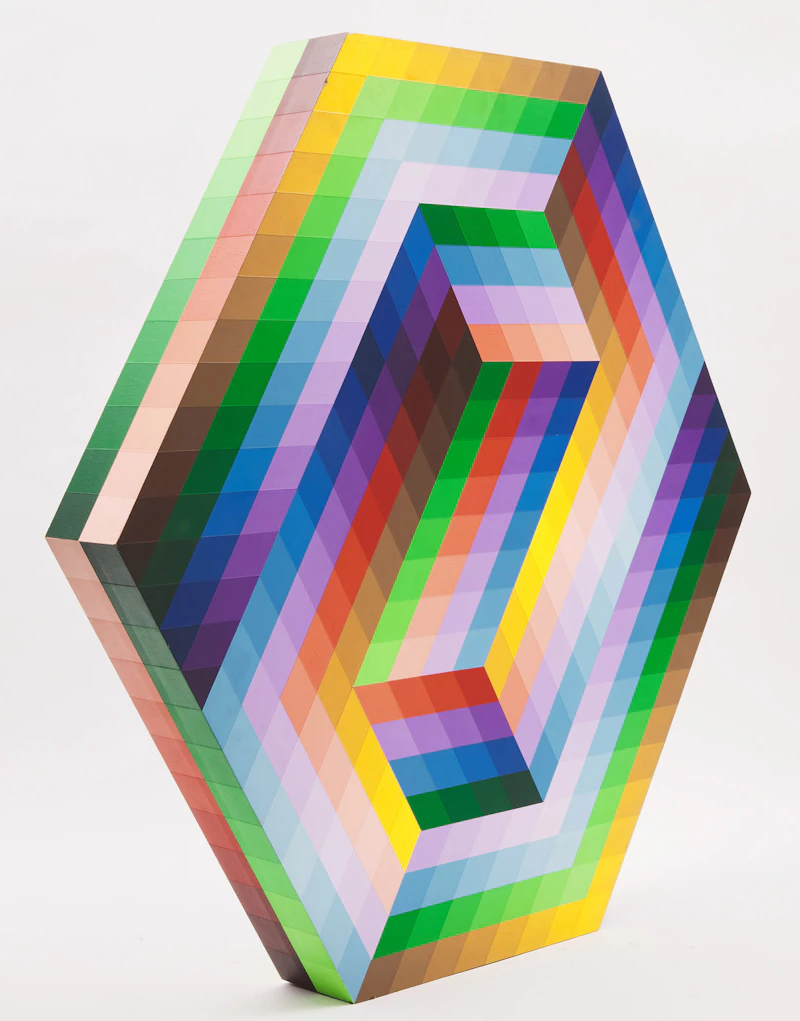 Victor Vasarely, Kezdi, wooden multiple hand-painted in acrylic, 1989 - view 3