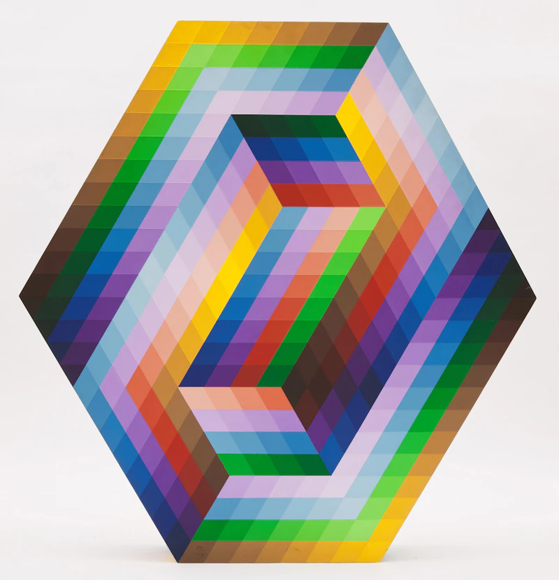 Victor Vasarely, Kezdi, wooden multiple hand-painted in acrylic, 1989 - view 4