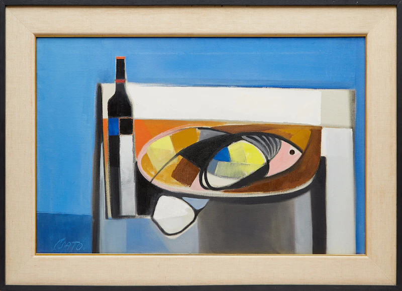 Georges  Csató, Still Life with Fish , oil on canvas - view 2
