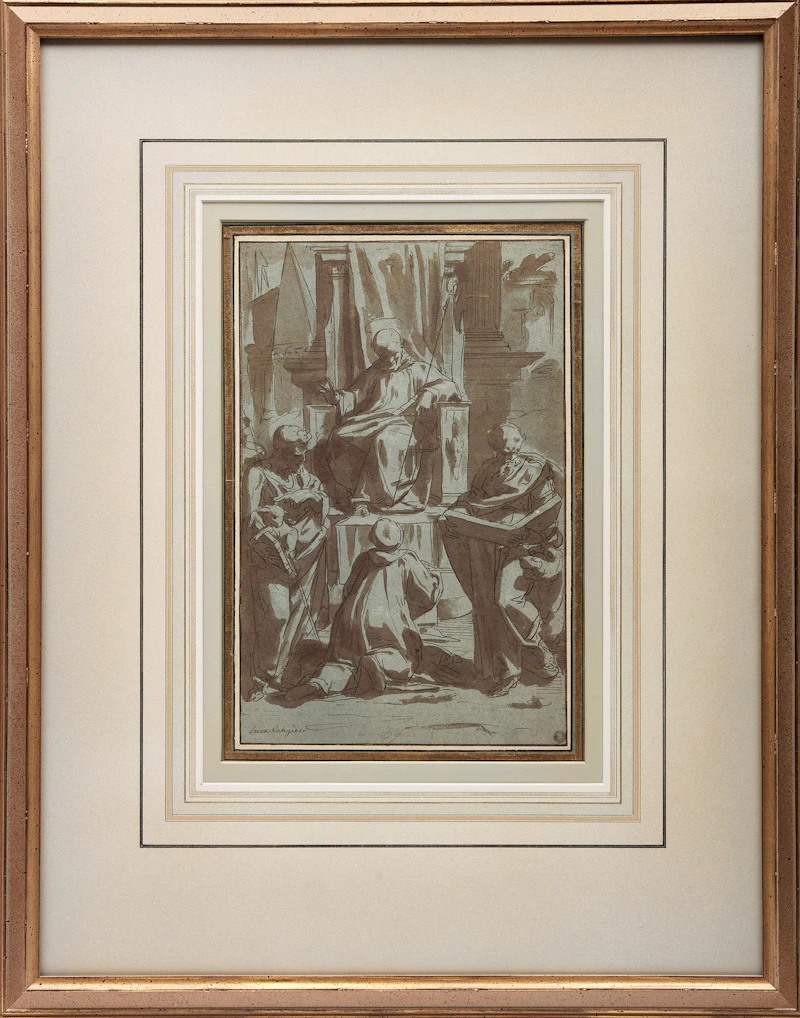 Manner of Luca Cambiaso, Adoration of Christ, ink and wash on blue wove paper - view 2