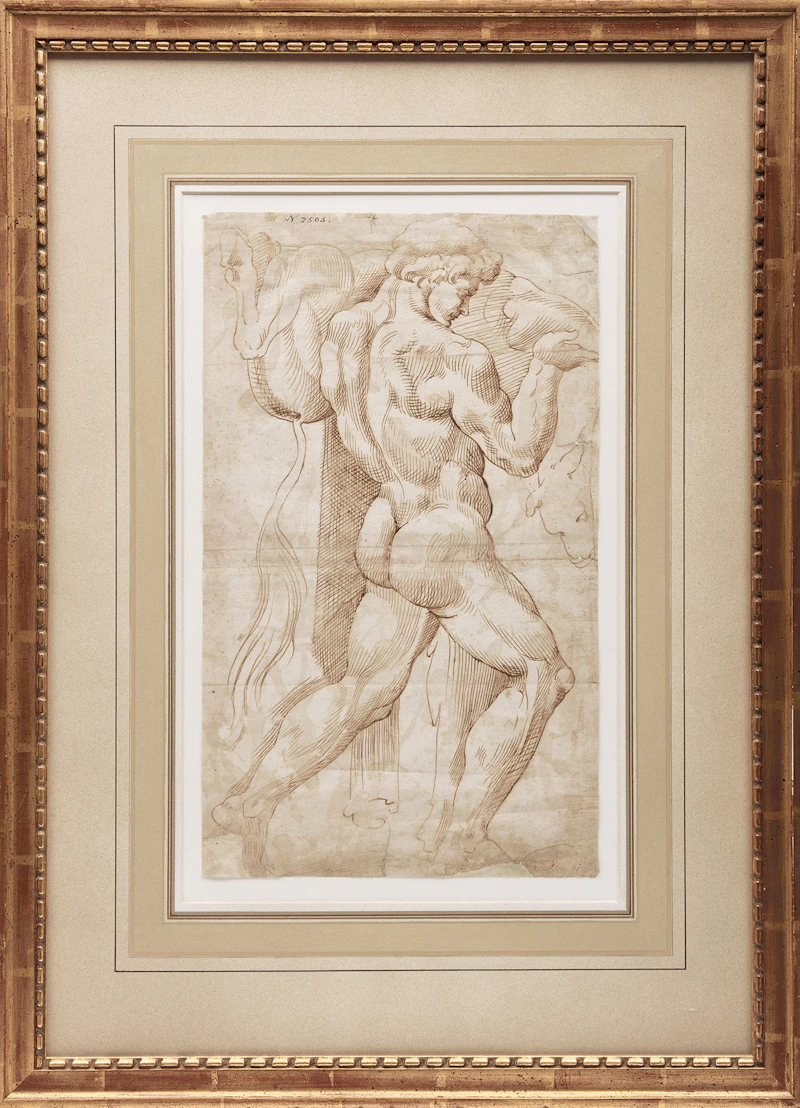Manner of Baccio Bandinelli, Hercules and the Ox, ink on paper - view 2