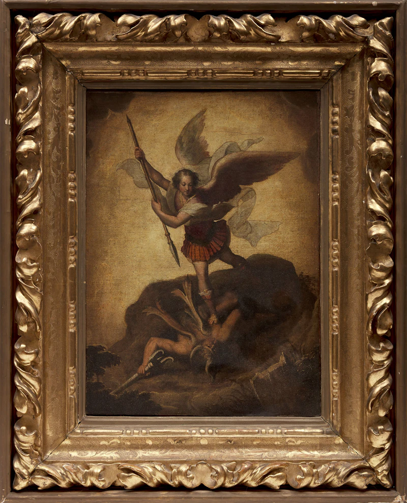 After Raphael Sanzio, Saint Michael Vanquishing Satan, oil on canvas - view 2