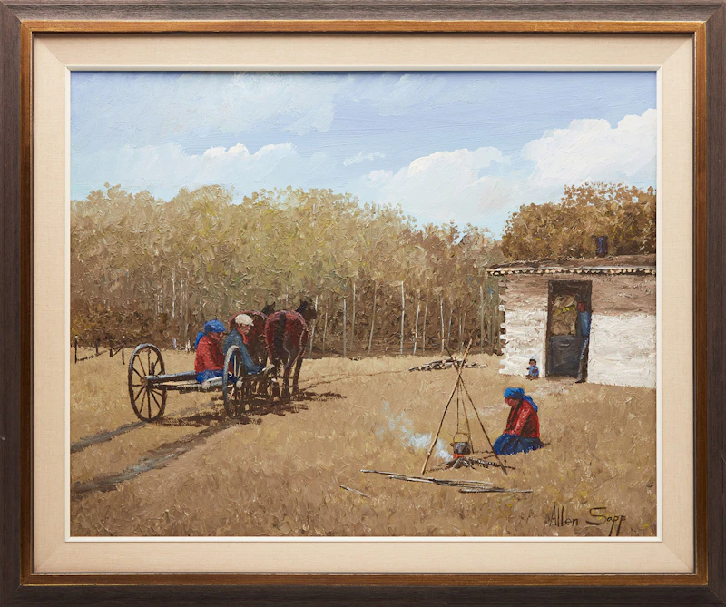 Allen Sapp, Tea Almost Ready, acrylic on canvas, 1980 - view 2