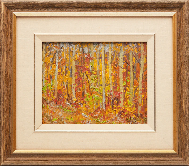 Lawrence Nickle, Canoe and Dock at Homestead Studio; Autumn Foliage, two oils on panel, 1992 / 1990 - view 5