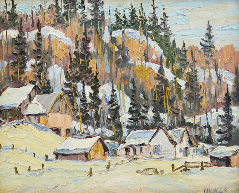 Lawrence Nickle, Mount Nigel, Alberta; Buildings East of Burk’s Falls, two oils on panel, 1990 / 1992 - view 4