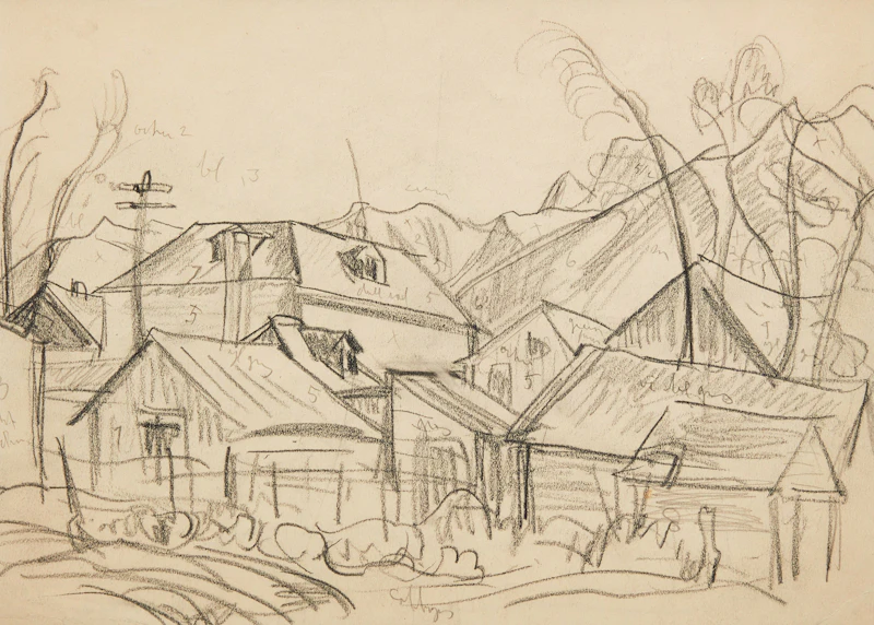 Alexander Young Jackson, Canmore, double-sided pencil drawing