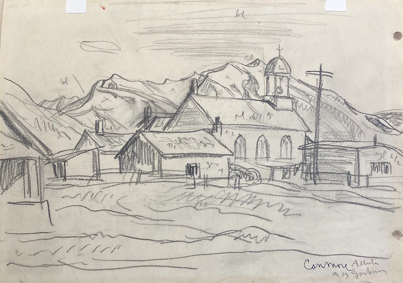 Alexander Young Jackson, Canmore, double-sided pencil drawing, circa 1942 - view 3