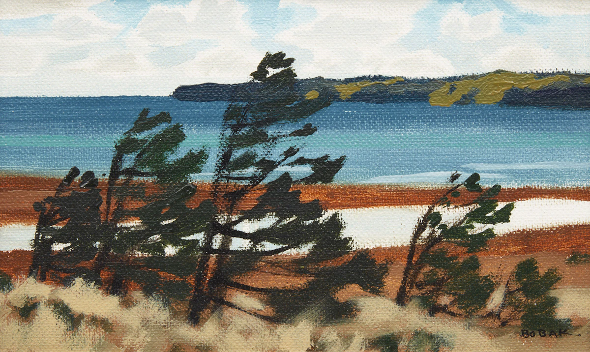Bruno Joseph Bobak, Windy Pines, oil on canvas board