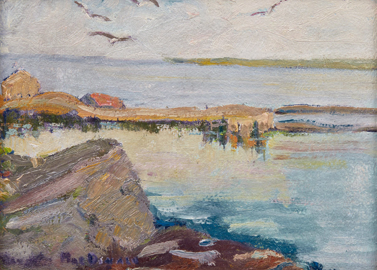 Manly Edward MacDonald, Seagulls by the Water, oil on board