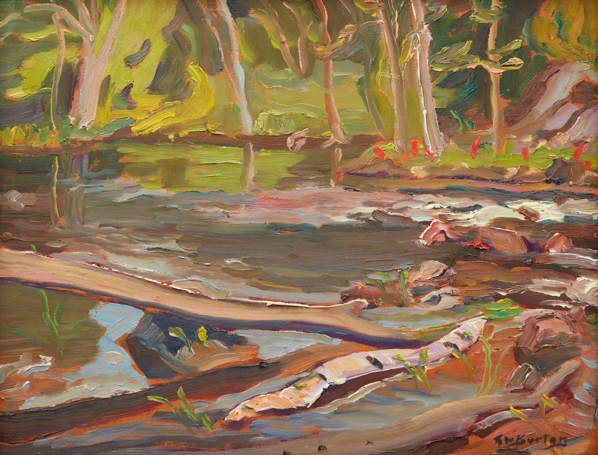 Ralph Wallace Burton, The Fall River, Ontario, oil on board, 1974