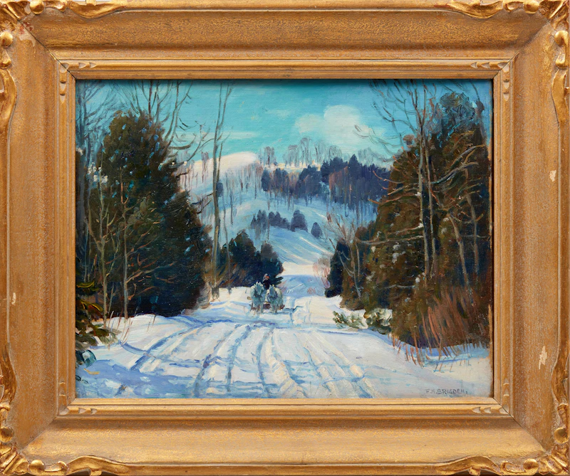 Frederick Henry Brigden, Back Road in Winter, oil on canvas board - view 2