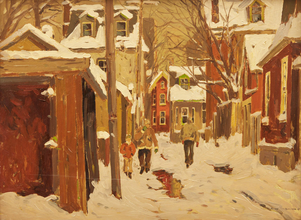 Arto Yuzbasiyan, Lane in Cabbagetown, Toronto, oil on board, 1980