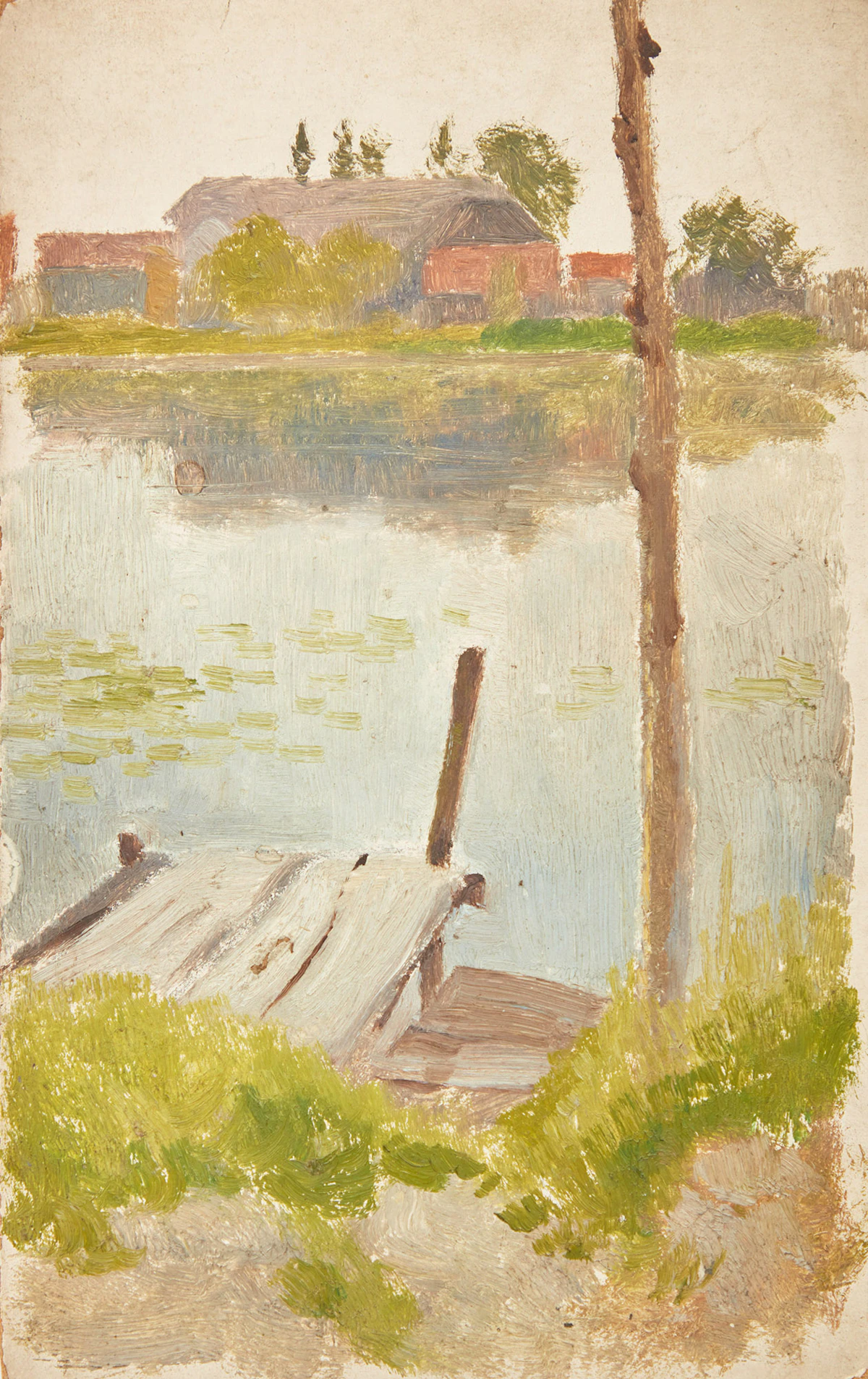 Frederic Marlett Bell-Smith, Dock on a Pond, oil on board