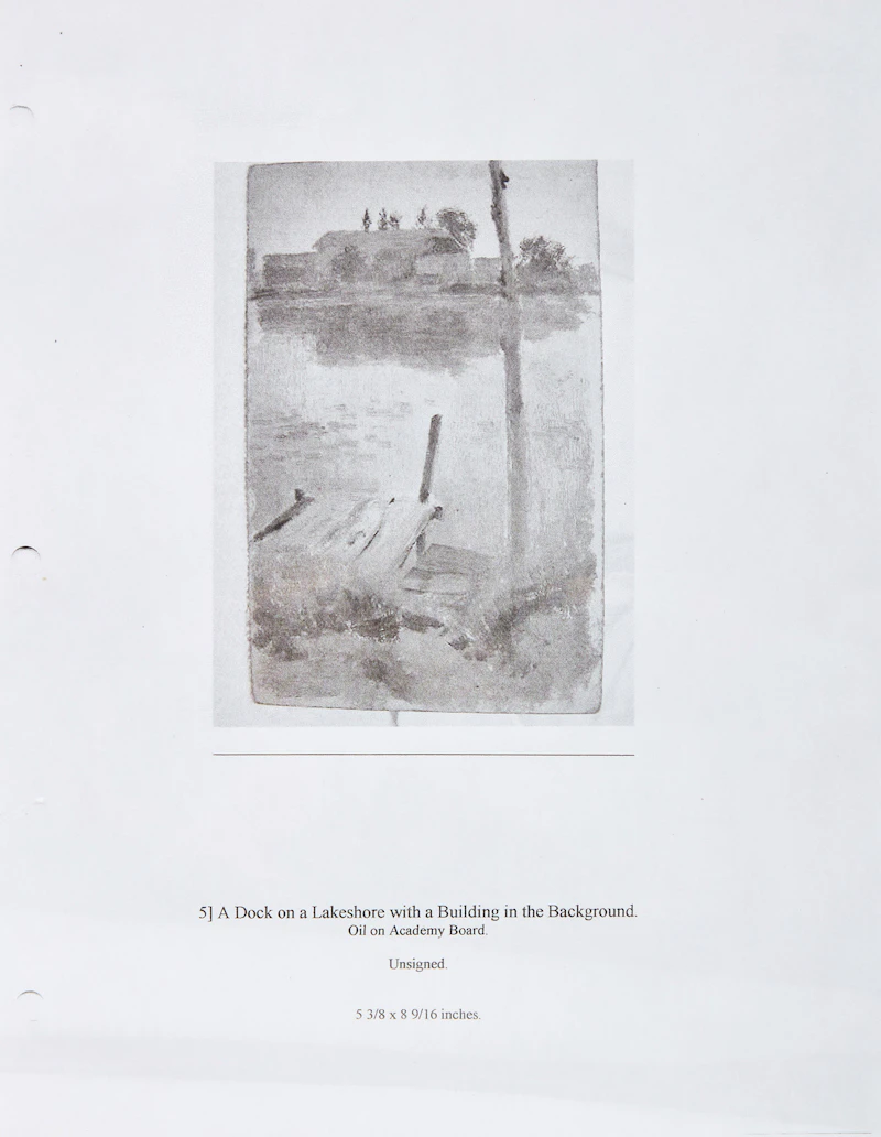 Frederic Marlett Bell-Smith, Dock on a Pond, oil on board - view 3